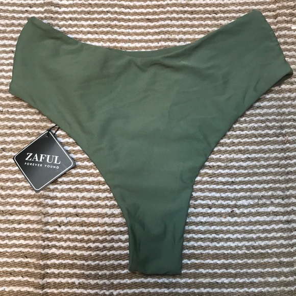 High-waisted Olive Bikini Bottoms - Picture 4 of 5